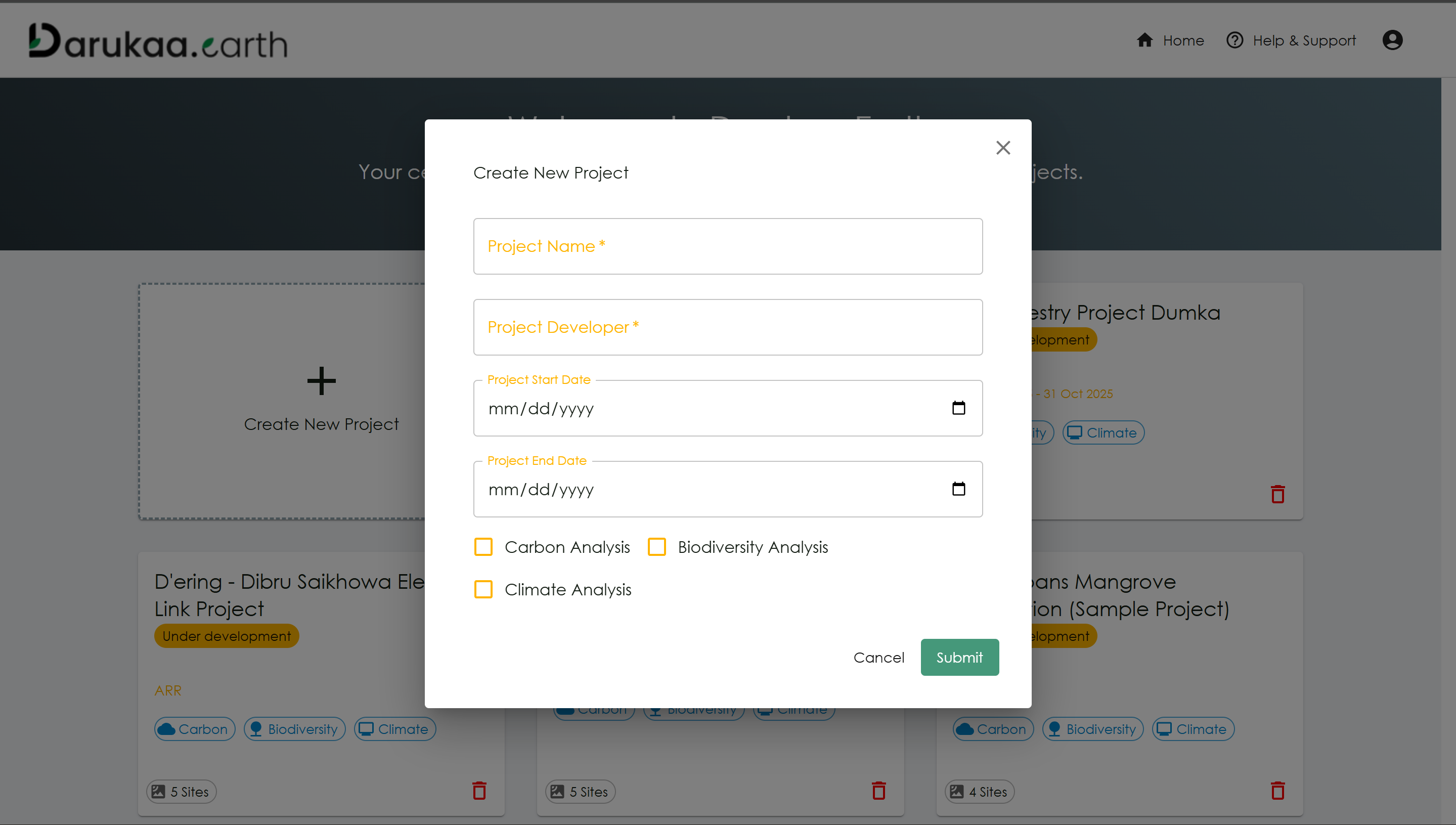 Project Form UI