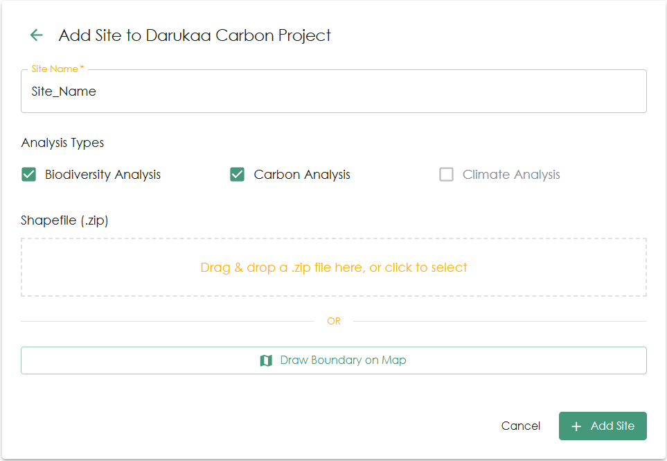 Site Creation Form